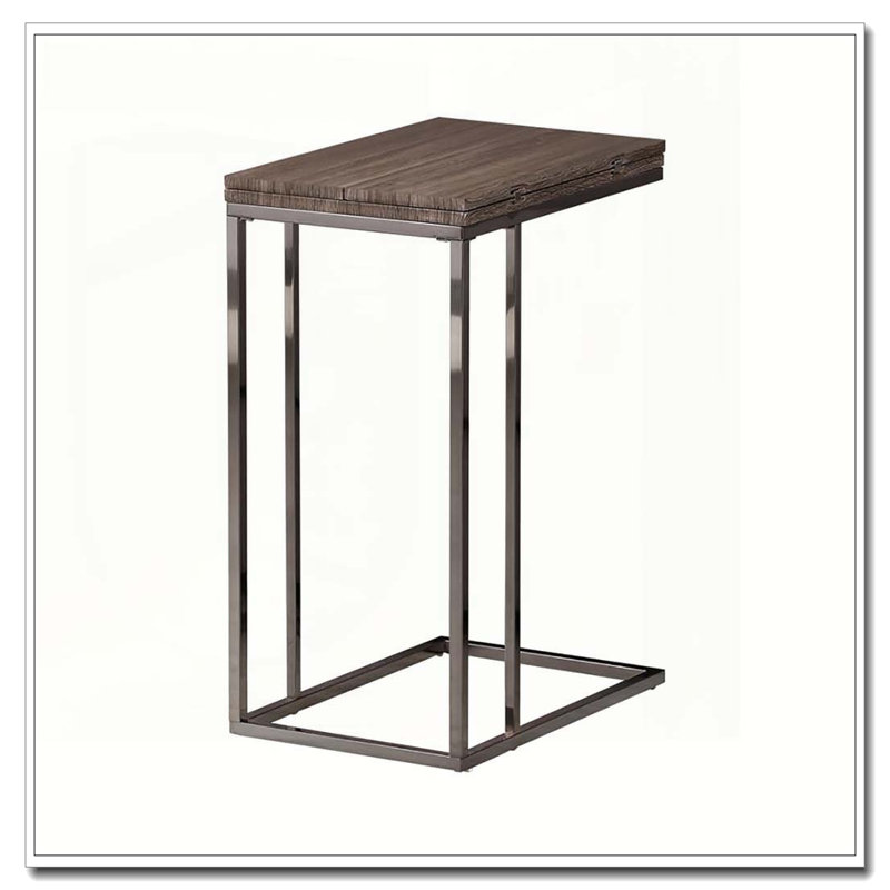 Table à collation grise et noire patinée avec plateau extensible