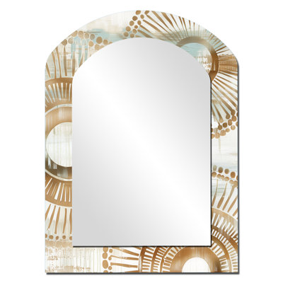 Rouillard beige doré blanc et beige bohémien mandala simplicité boho II - miroir mural décoratif asymétrique Boho Mandala