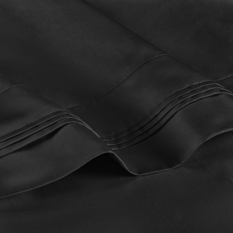 Aldin 650 Thread Count Egyptian-QualityCotton Solid Color Pillowcase Set, Black, King
