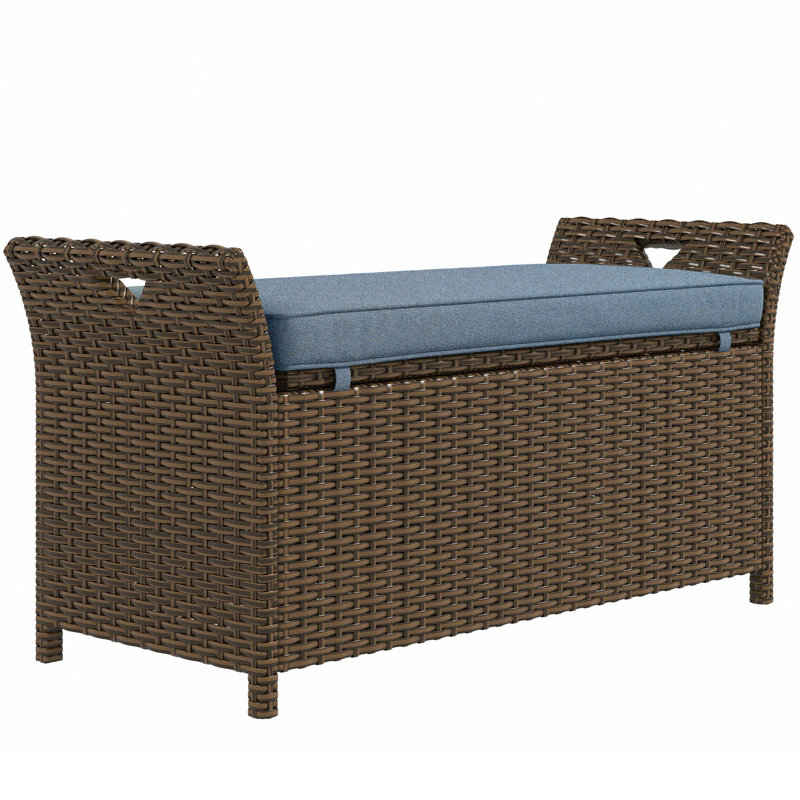 New Classic 41.25'' W 27 Gallons Water Resistant Rattan Storage Bench, Blue