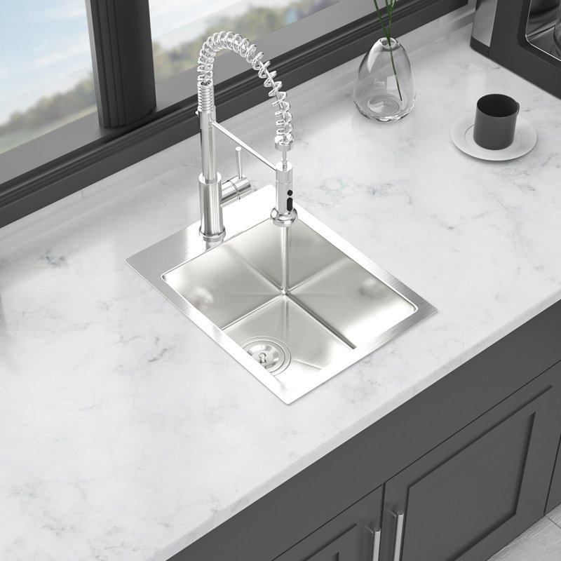 16 Gauge, T304, Single Bowl, Topmount, Kitchen Sink, 15X20 Inch, Easy - Clean Feature, Rust Finish, Water Guide, Installation Kit 15X20x10 Inch Stainless Steel Drop In Gauge Non , X Shaped Drainage,