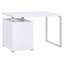 Bureau moderne blanc avec beaucoup de rangement et un espace de travail chic 3 réversible en blanc, offrant une solution attrayante pratique