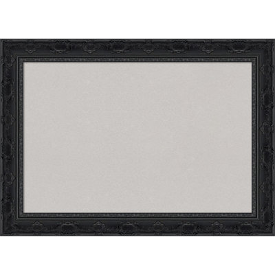 Filigree Gloss Black Framed Corkboard, Grey Cork Bulletin Board, Organization Board, Pin Board
