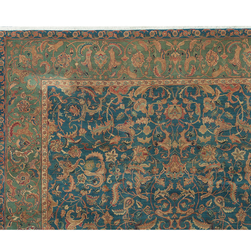 Tapis oriental en laine noué à la main bleu / gris Maharaja