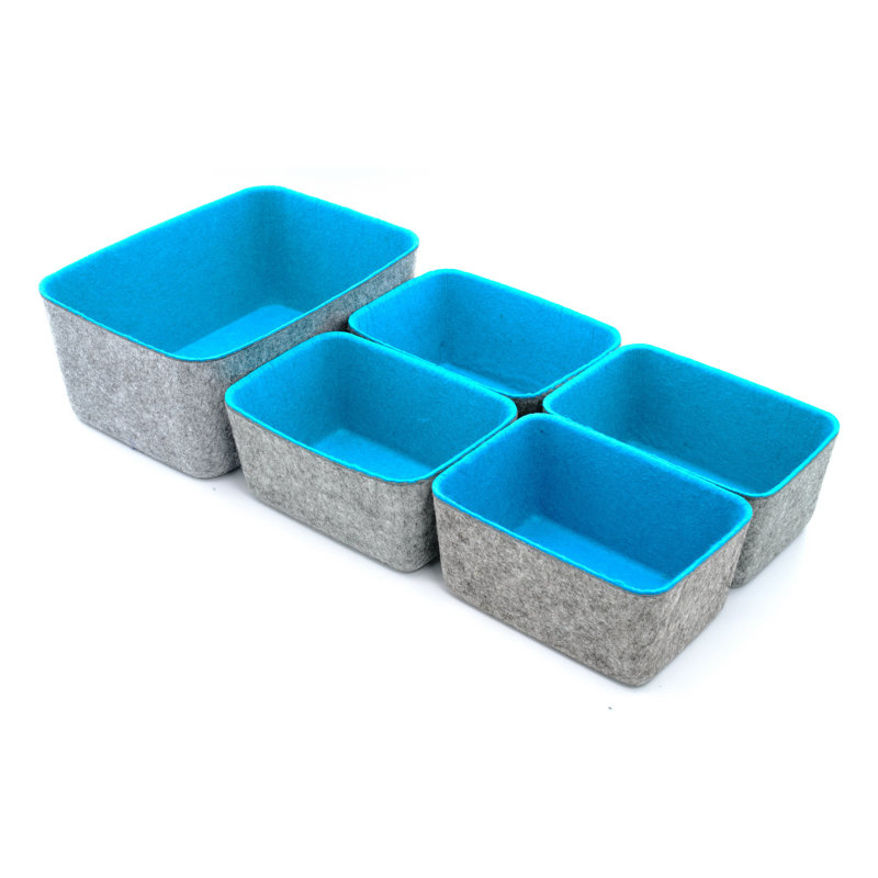Fabric Desk Organizer Set, Turquoise