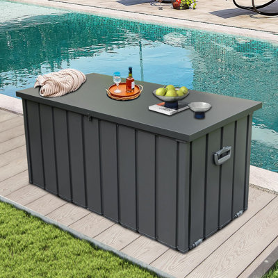 Domi Louvered Deck Box 200 Gallons Water Resistant Lockable with Wheels by Domi Louvered