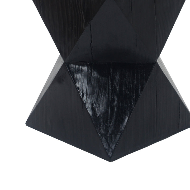 Mango Wood Round End Table, Black