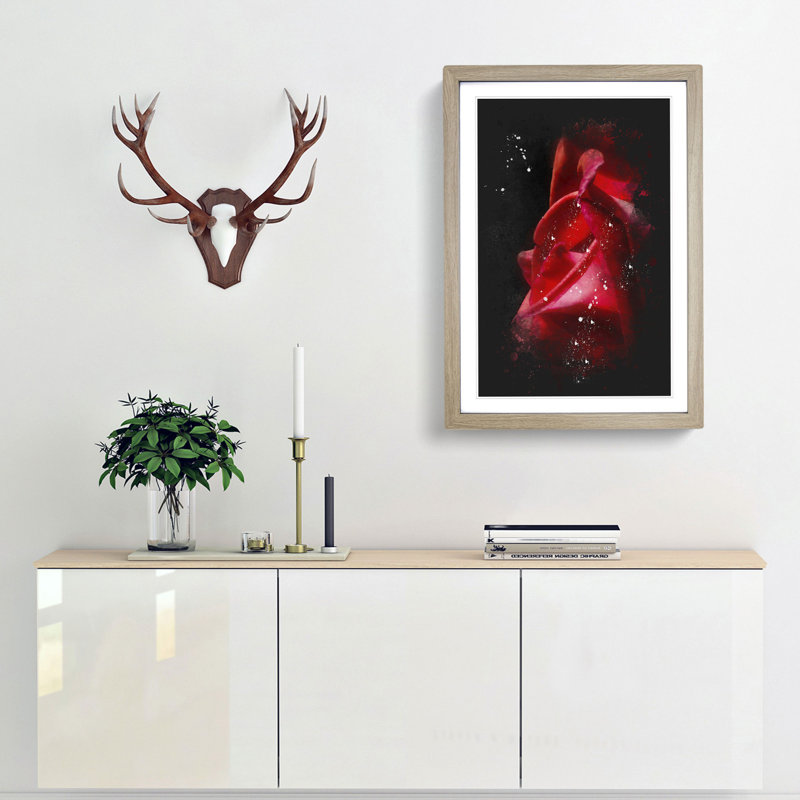 Petals of a Red Rose - Picture Frame Graphic Art Print, 63cm H x 45cm W x 2cm D, Oak Framed