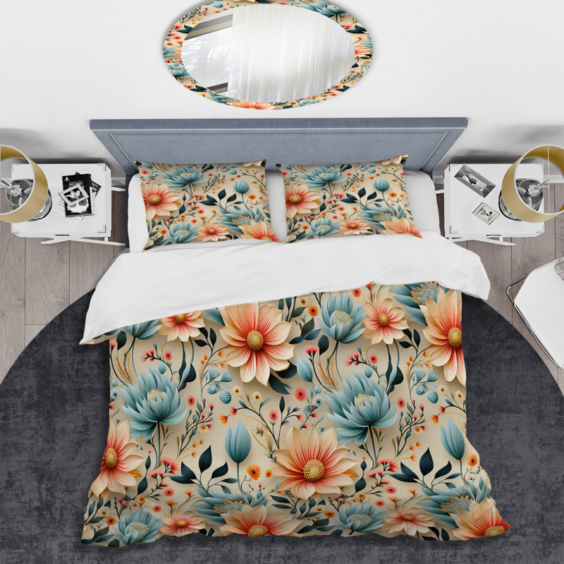 Ensemble de housse de couette Darianne Hallur, Housse de couette simple + 1 taie décorative stan