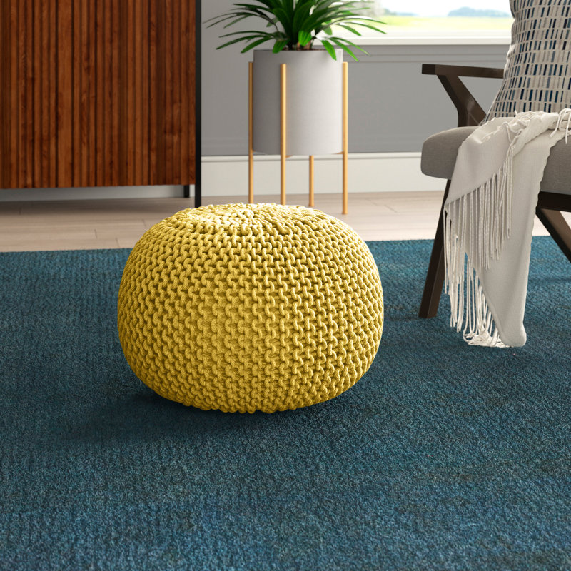 Odriscoll Upholstered Pouf, Yellow