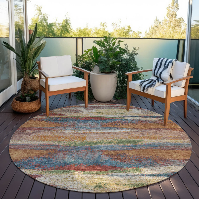 Tapis rectangulaire Aleighna avec envers antidérapant, Round 8'