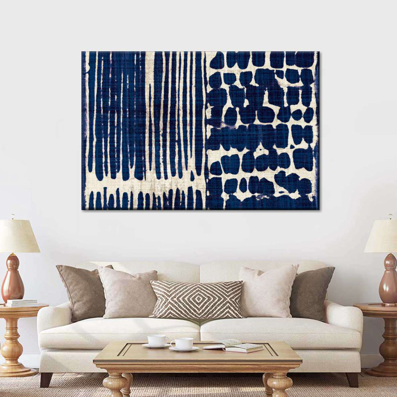 Indigo Batik III - Wrapped Canvas Print, 8" H x 12" W x 1" D