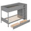 Lit superposé simple au-dessus de simple avec tiroirs et armoire de rangement multicouche - Bois massif peu encombrant, gris-957600304-957600305
