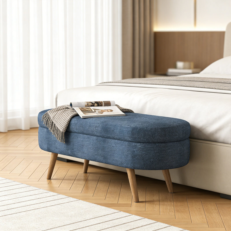 Upholstered Storage Bench, Blue