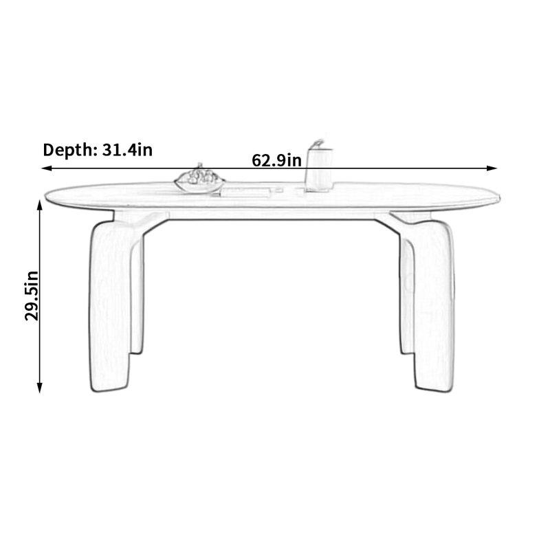 Doogal Solid Wood Base Dining Table, 29.5"H x 62.9"L x 31.4"W