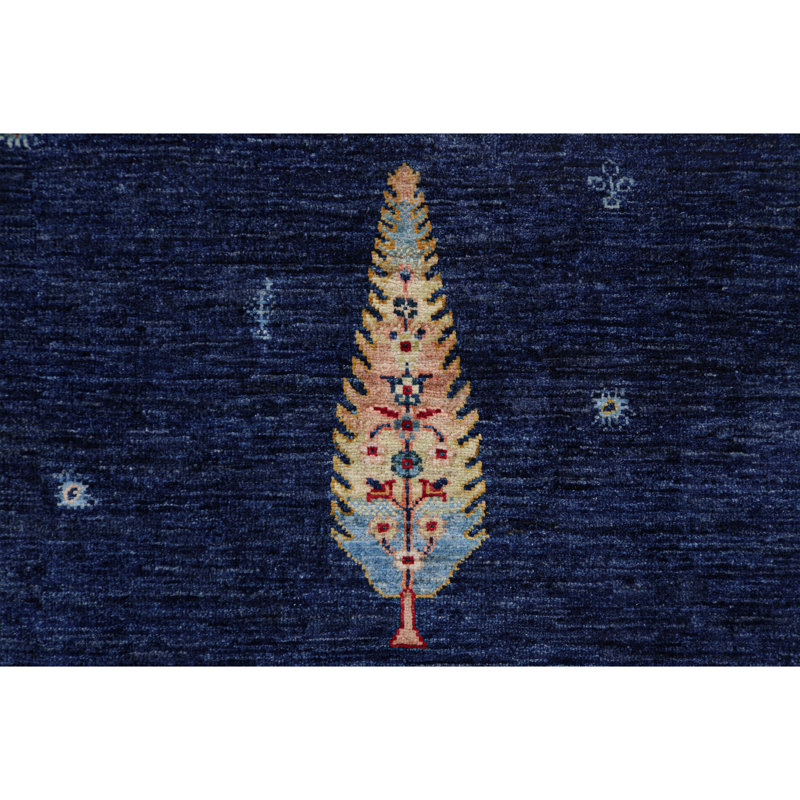 Tapis bleu et bleu clair de haute qualité noué à la main