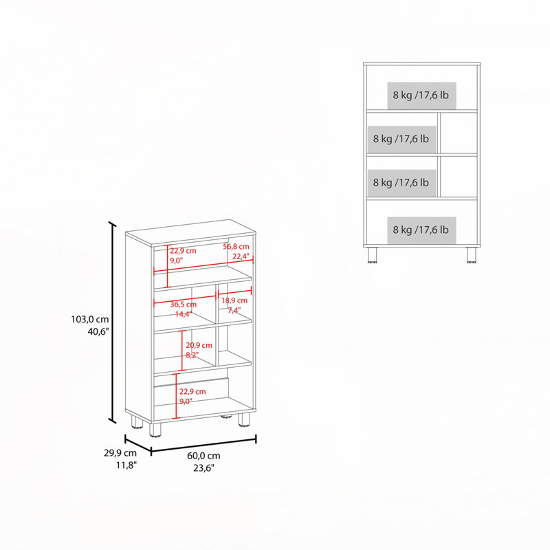 Bookcase with 6 Shelf, Black