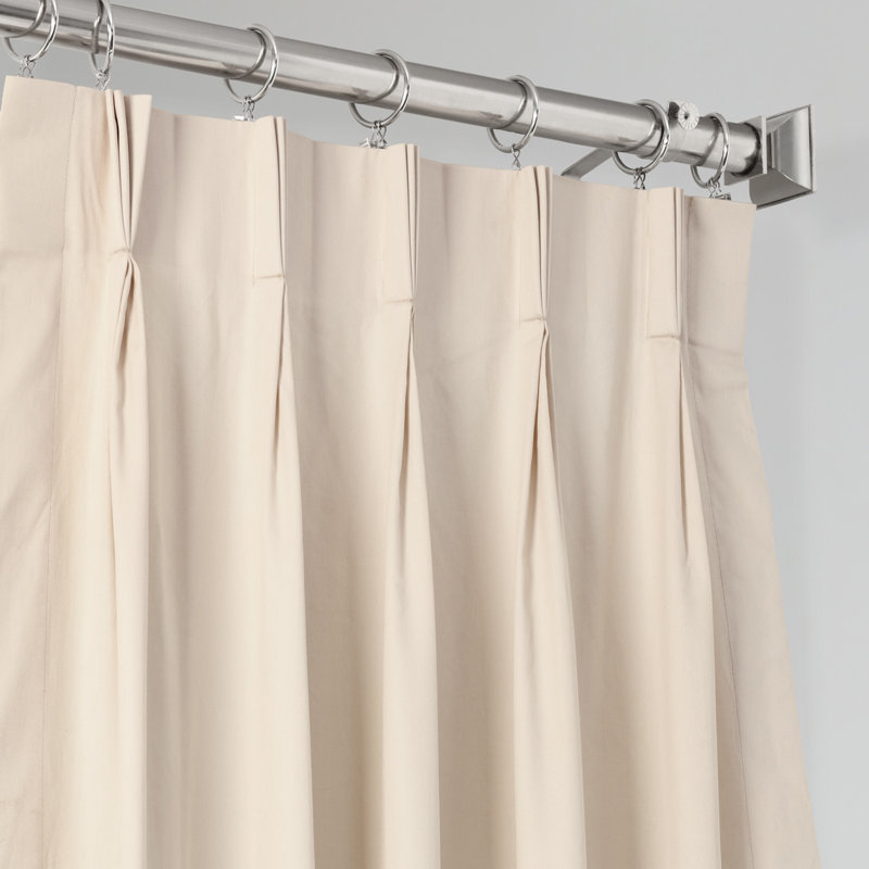 Braeville Pinch Pleat Semi-Sheer Drapes - Bedroom and Living Room Window Curtain Single Panel, 25" W x 120" L, Light Cream