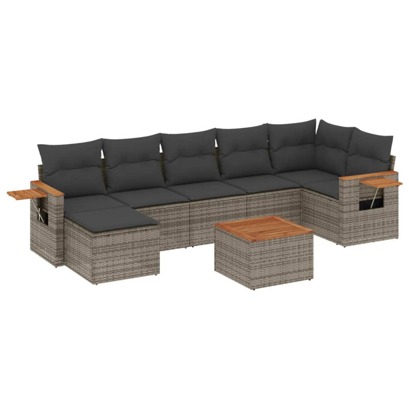 Grand canapé modulaire en rotin PE Vidaxl, Gris