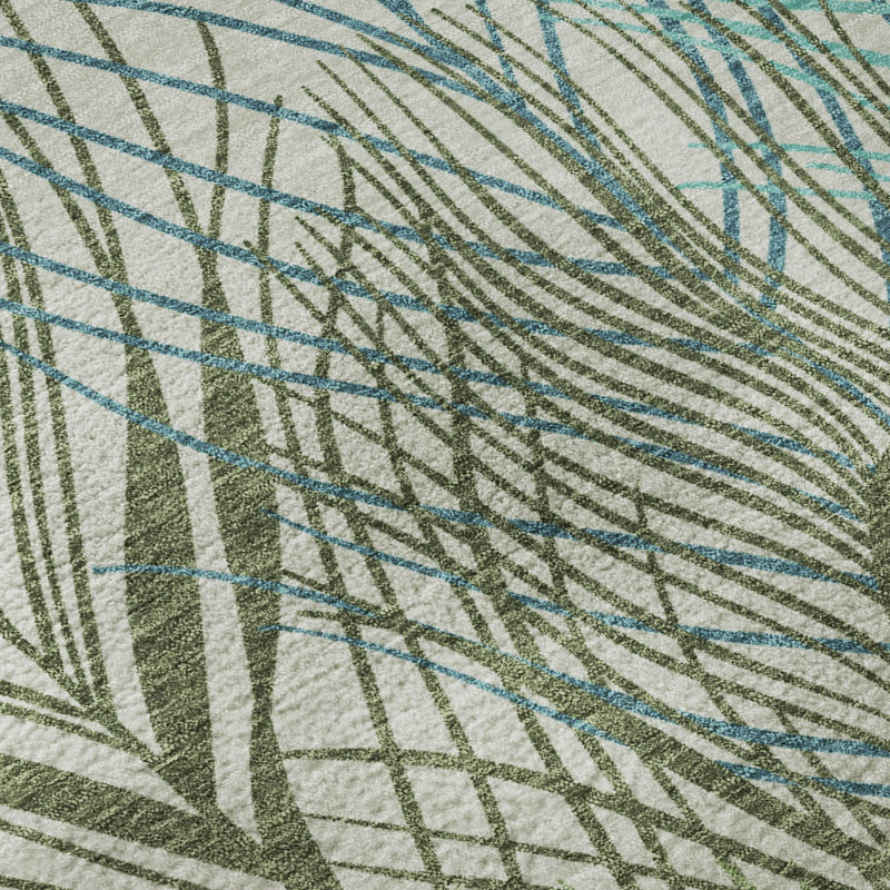 Tapis floral lavable à la machine de qualité supérieure Mayfield AMF2273, 8 pi x 10 pi, Aloès