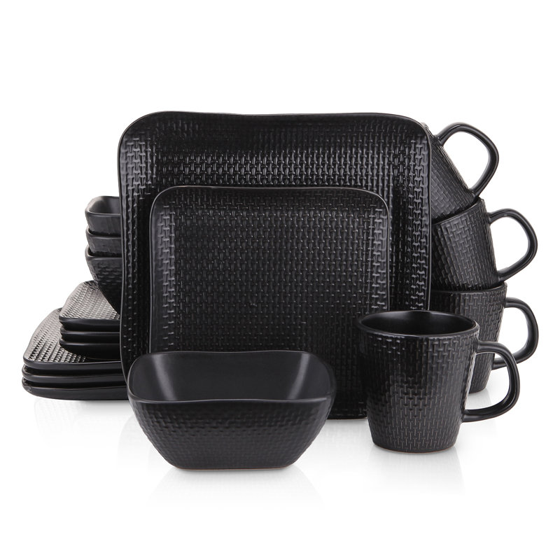 Stone Lain Olivia 16-Piece Dinnerware Set Stoneware, Black