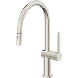 Pull-Down Kitchen Faucet With Button Sprayer - Low Arc Spout