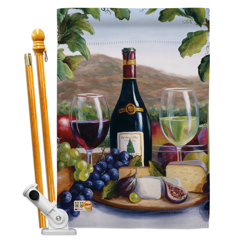 Polyester à 2 côtés 40 x 28 po à vin happy hours ensemble de drapeau