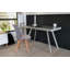 Glass Steel Computer Desk with Built-In Electrical Outlet
