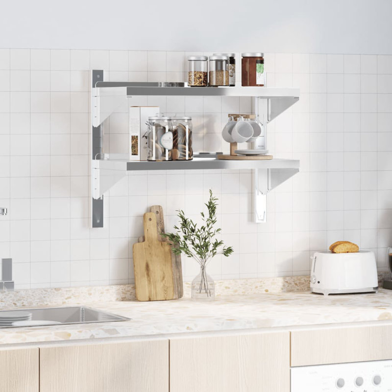 Alisone Stainless Steel Bracket Shelf, 60cm H x 75cm W x 30cm D