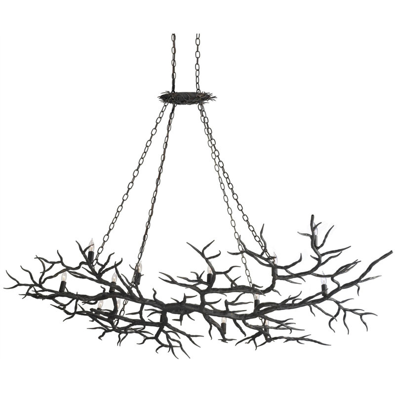 Rainforest 14 - Light Modern Linear Chandelier, Rustic Bronze