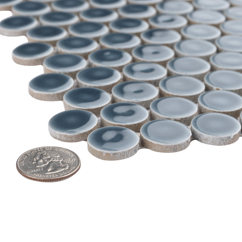 Hudson Penny Round .80" x .80" Porcelain Penny Round Mosaic Wall & Floor Tile, Storm Gray