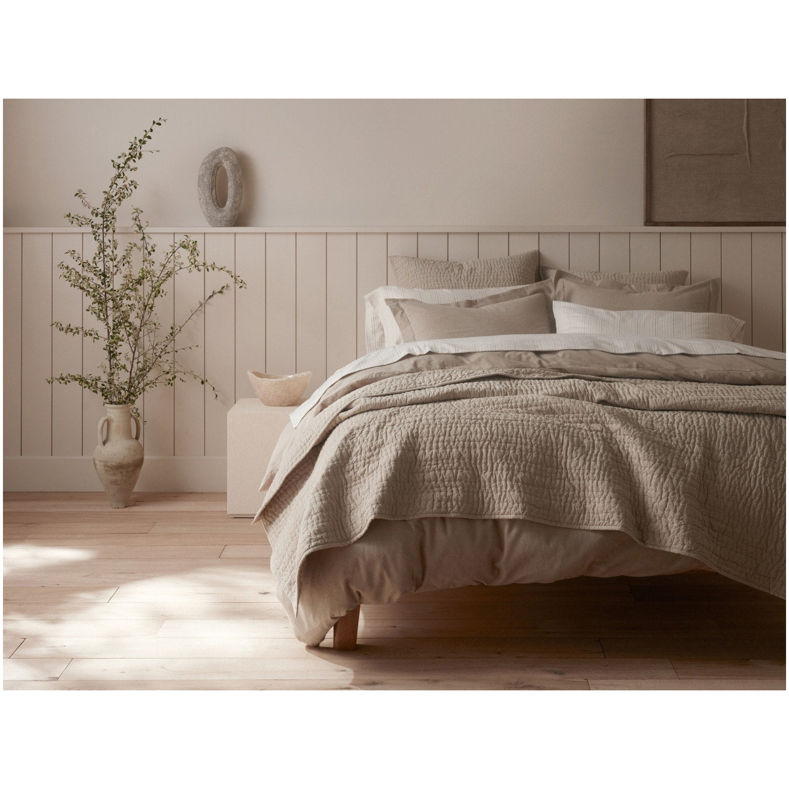 Channel Handstitched Organic Organic Sham, Hazel Chambray