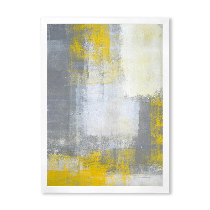 «Gray Meets Yellow Abstract Art VII», reproduction d'art moderne et contemporaine sur toile, H 20 po x l 12 po x P 1 po