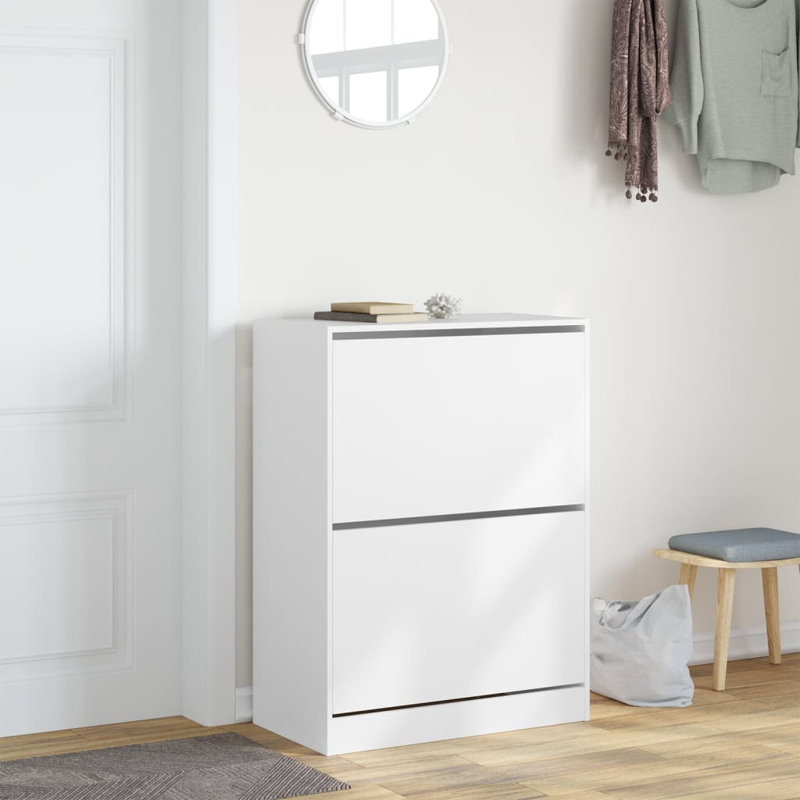 12 Pair Shoe Storage Cabinet, White