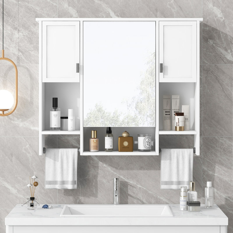 Armoire de rangement murale moderne 35 po x 28 po, Blanc