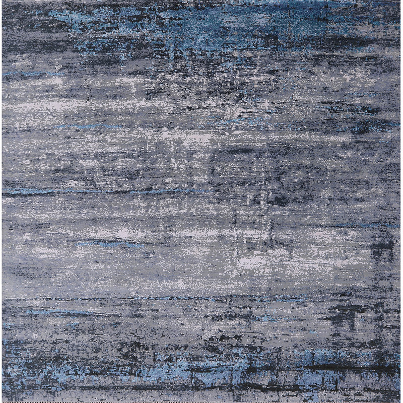 Tapis abstrait bleu, Carré 6 pi