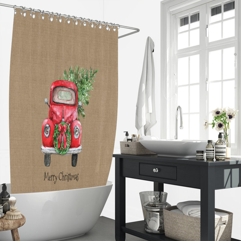 Rideau de douche simple, Rouge, vert, H 93 po x l 70 po x P 6 po