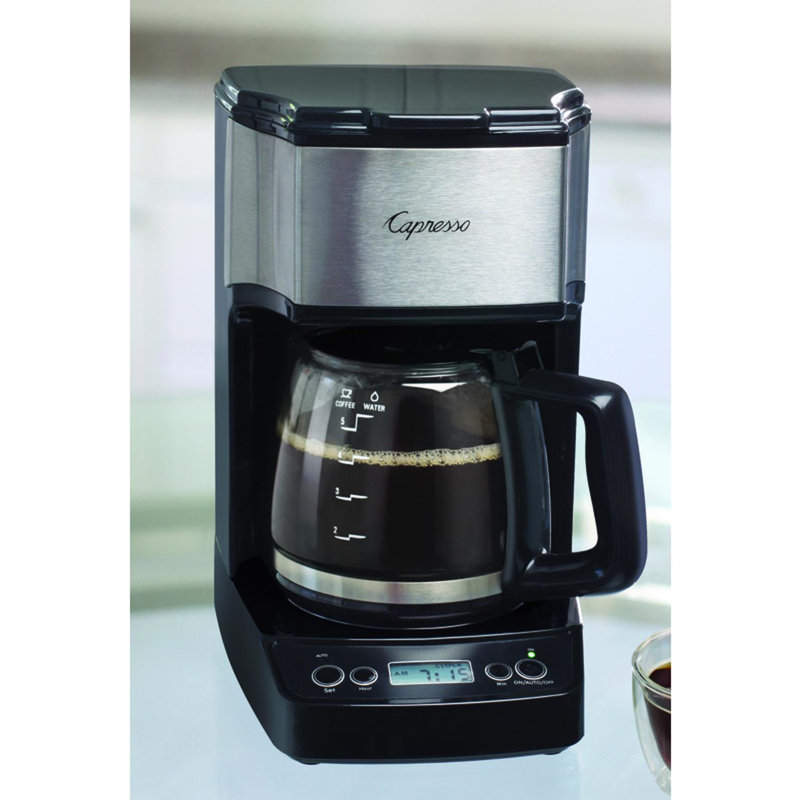 Compact Black and Stainless Steel 5-Cup Programmable Coffee Maker