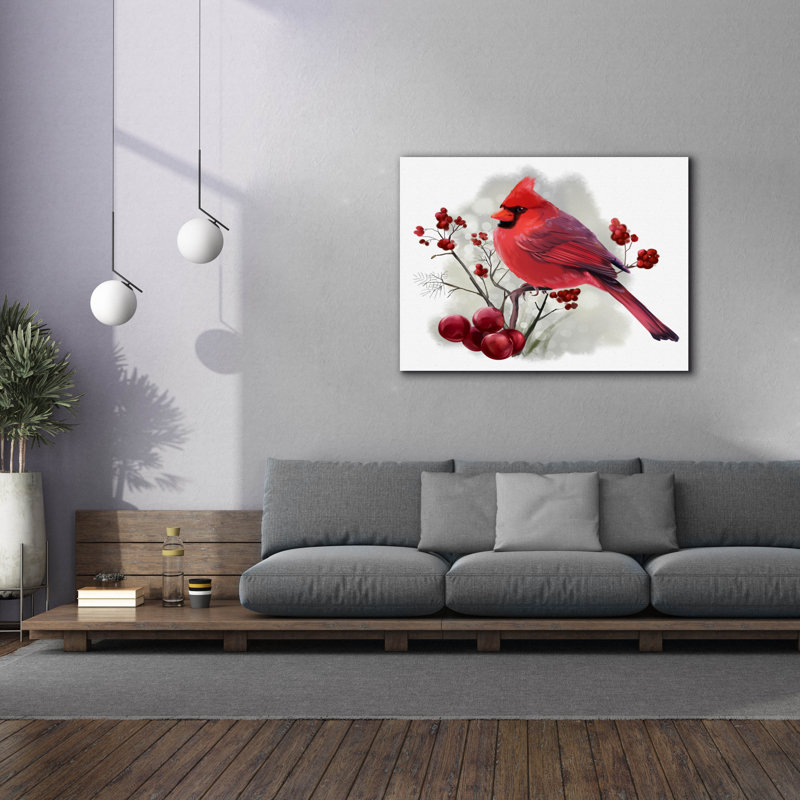 «Epic Graffiti», oiseau cardinal assis sur une branche, par Kajenna Art, art mural sur toile, 54 po x 40 po