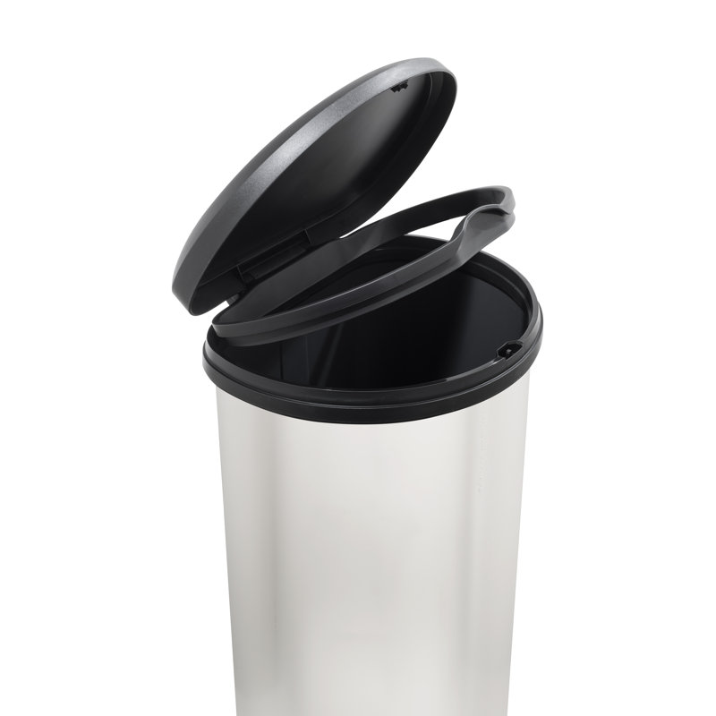 Deco Resin 40 Litre Touch Top Waste Bin, Silver