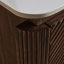 Meuble-lavabo de salle de bain 30 po Indigo, armoire de rangement autoportante en contreplaqué avec 2 portes diagonales et tablette ouverte, lavabo en céramique à motif de pierre noire et plateau en pierre frittée blanc de Carrare, grain de bois noyer foncé-130369469-130369468
