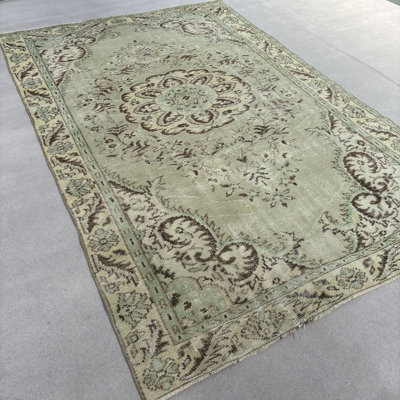 Tapis vert en laine Classic Patchwork 65,4 x 105,5 po