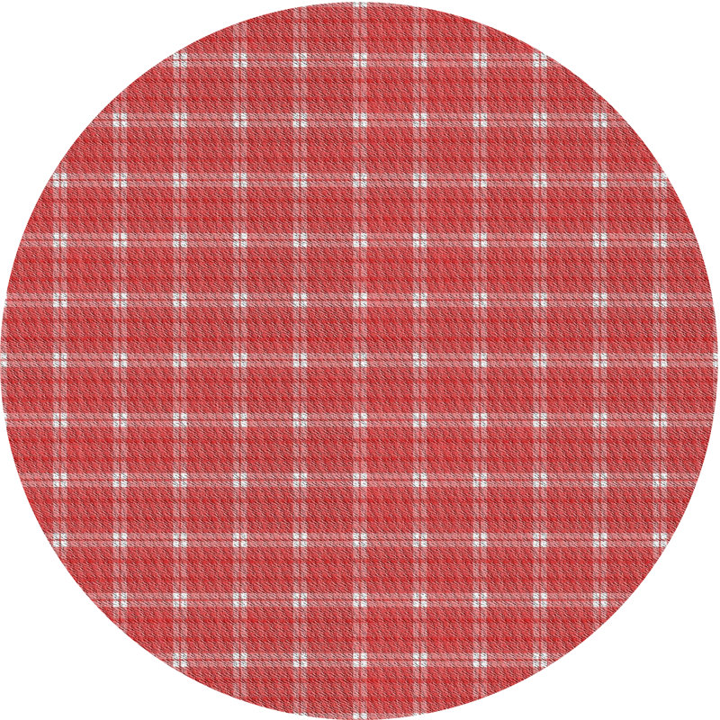 Tapis rouge tissé à la machine, Rond 6 pi