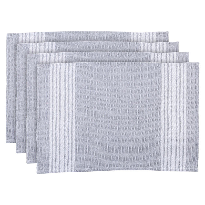 Cotton Stripe Tea Towel Kitchen Towel, Grey