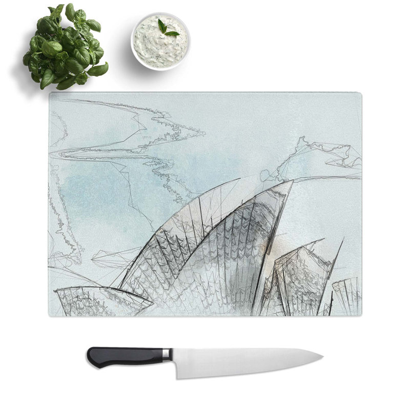 Tempered Glass Sydney Opera House in Australia Chopping Board, 39 cm W x 28.5 cm L