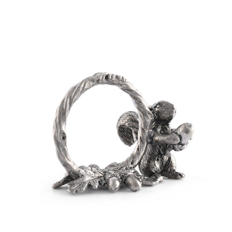 Woodland Creatures Pewter Squirrel Branch Napkin Ring