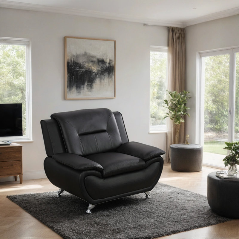 Fauteuil d'appoint 46 po Modern, Noir
