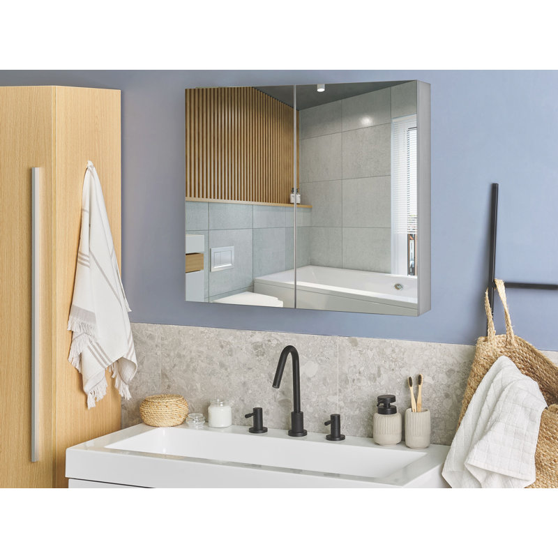 Rodricas W H Wall Mounted Required Framed Medicine Cabinet Mirror Fixed, 27.50cm H x 31.50cm W x 5.50cm D
