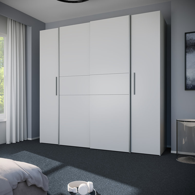 Koran 4 Door Manufactured Wood Wardrobe, Silver/White
