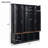 Hall Tree with 4 Hanging Hooks, Wood Grain Bench with Multiple Storage Space-1966525243